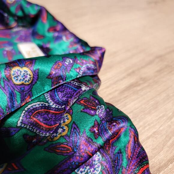 Vintage 90s Victorias Secret Size Medium Satin Top Floral Luxury Sleep Lounge - Picture 11 of 11